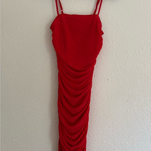 Red Ruched Dress - Picture 2 of 2